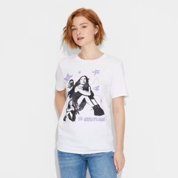 NWOT Olivia Rodrigo So American Women's Graphic T-Shirt White Size Large - Picture 1 of 5